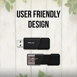 PNY Attaché 3 USB 2.0 Flash Drives, 64GB, Black, Pack Of 10 Drives