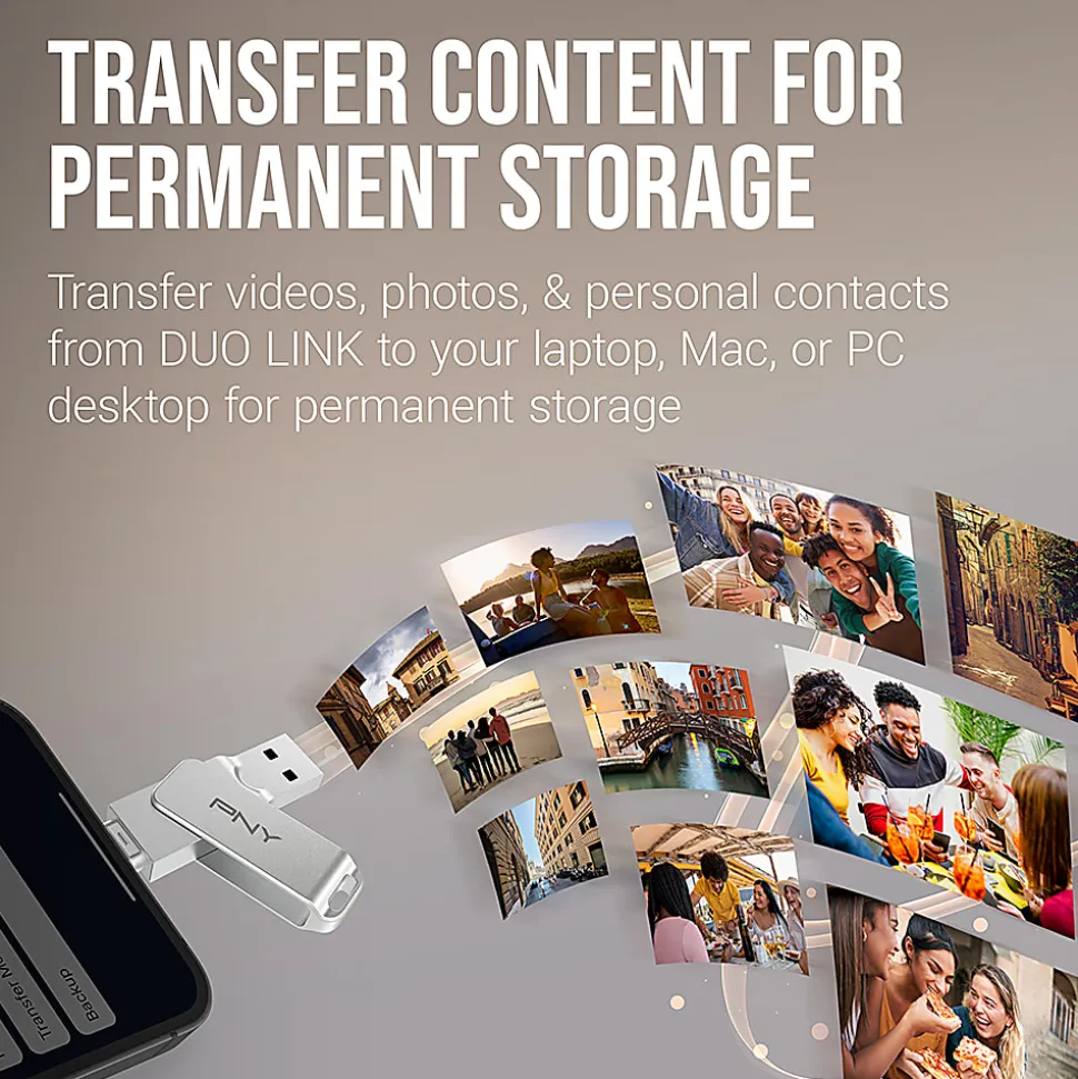 PNY DUO LINK iOS USB 3.2 Dual Flash Drive, 128GB