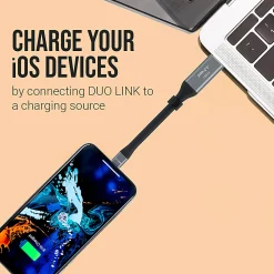 PNY Duo Link iOS USB 3.0 OTG Flash Drive, 128GB, Metal/Gray
