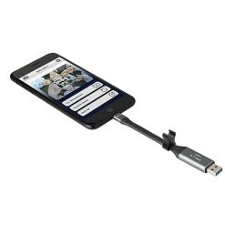 PNY Duo Link iOS USB 3.0 OTG Flash Drive, 128GB, Metal/Gray