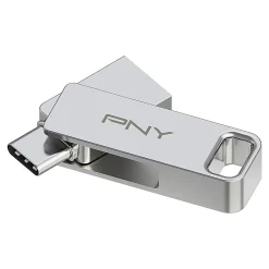 PNY DUO LINK USB 3.2 Type-C Dual Flash Drive, 64GB, Silver