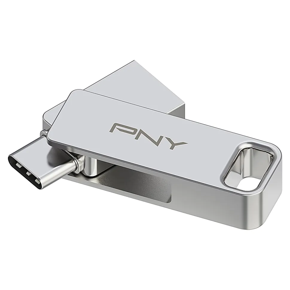 PNY DUO LINK USB 3.2 Type-C Dual Flash Drive, 64GB, Silver