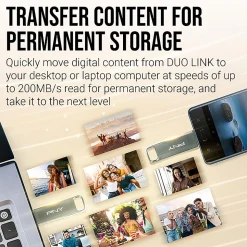PNY DUO LINK USB 3.2 Type-C Dual Flash Drive, 64GB, Silver