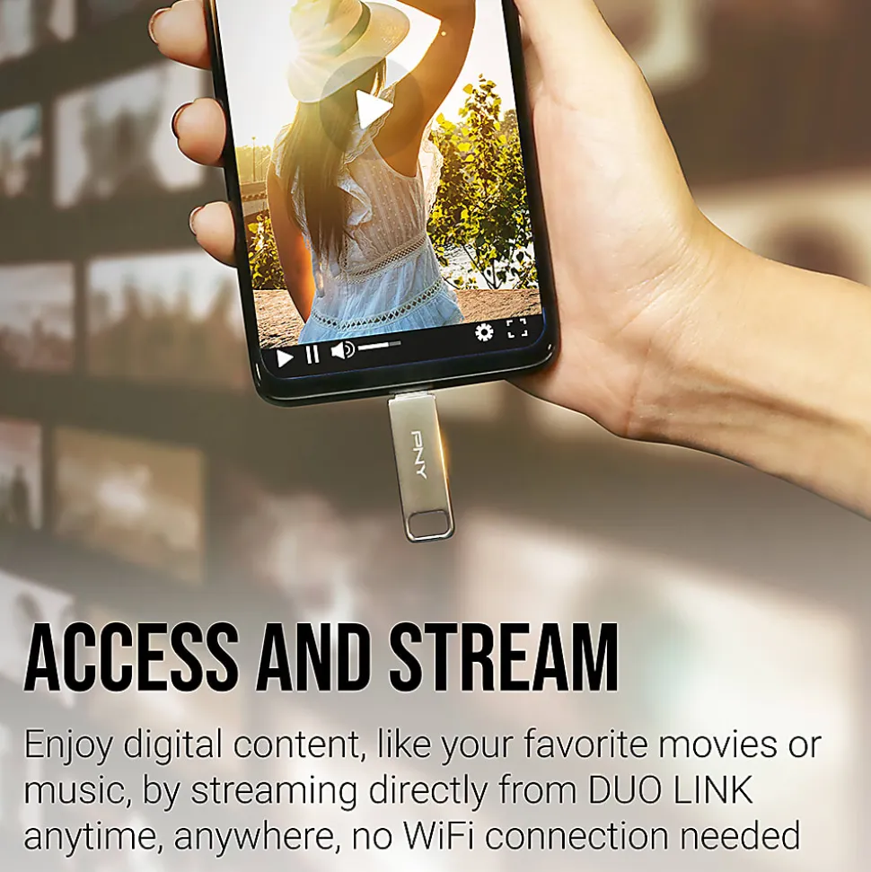 PNY DUO LINK USB 3.2 Type-C Dual Flash Drive, 64GB, Silver