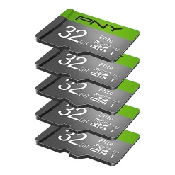 PNY® Elite Class 10 U1 100 Mbps microSDHC Flash Memory Cards, 32GB, Pack Of 5 Memory Cards