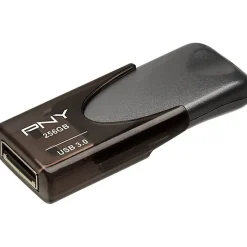 PNY Elite Turbo Attaché 4 USB 3.2 Flash Drive, 256GB, Dark Gray