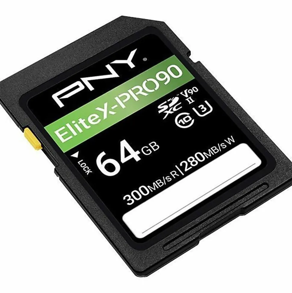 PNY EliteX-PRO90 Class 10 U3 V90 UHS-II SDXC Flash Memory Card, 64GB