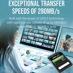 PNY EliteX-PRO60 Class 10 U3 V60 UHS-II SDXC Flash Memory Card, 512GB, P-SD512V60280EXP6-GE