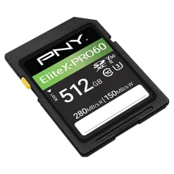 PNY EliteX-PRO60 Class 10 U3 V60 UHS-II SDXC Flash Memory Card, 512GB, P-SD512V60280EXP6-GE