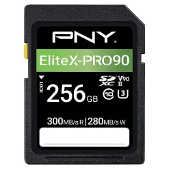 PNY EliteX-PRO90 Class 10 U3 V90 UHS-II SDXC Flash Memory Card, 256GB