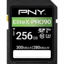 PNY EliteX-PRO90 Class 10 U3 V90 UHS-II SDXC Flash Memory Card, 256GB