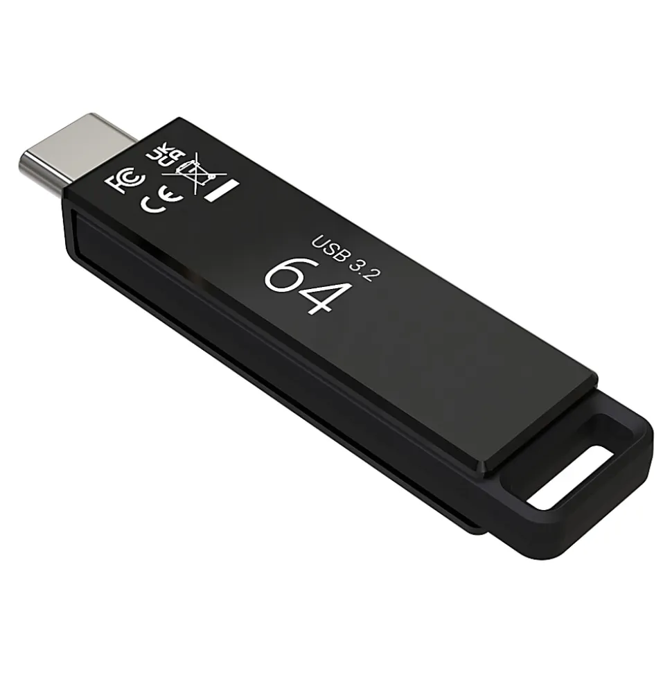 PNY Elite-X Type-C USB-C 3.2 Gen 1 Flash Drive, 64GB, Black