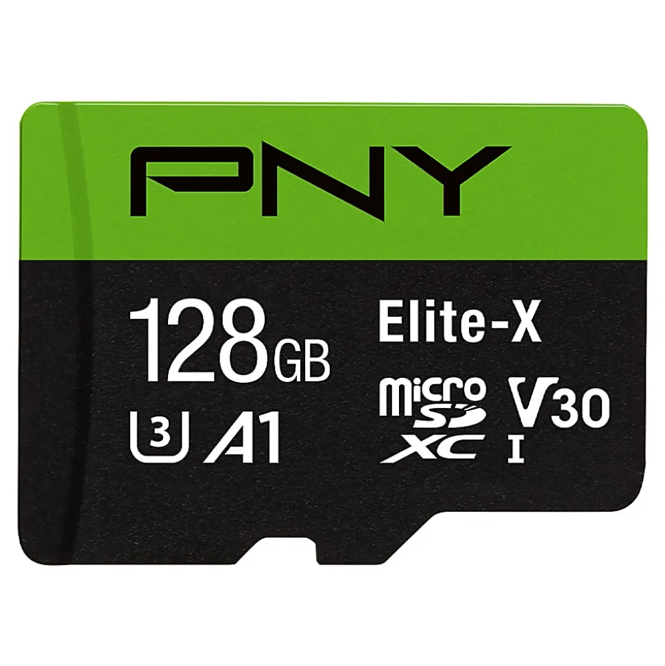 PNY 128GB Elite-X Class 10 U3 V30 microSDXC Flash Memory Card,- Class 10, U3, V30, UHS-I