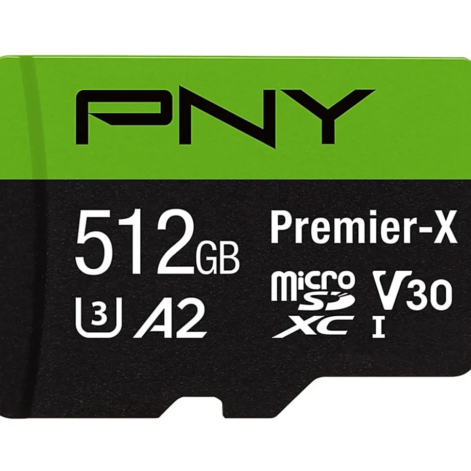 PNY Premier-X Class 10 U3 V30 100 Mbps microSDXC Flash Memory Card, 512GB