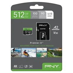 PNY Premier-X Class 10 U3 V30 100 Mbps microSDXC Flash Memory Card, 512GB