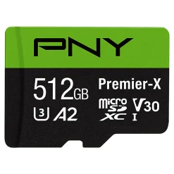 PNY Premier-X Class 10 U3 V30 100 Mbps microSDXC Flash Memory Card, 512GB