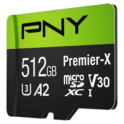 PNY Premier-X Class 10 U3 V30 100 Mbps microSDXC Flash Memory Card, 512GB