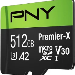 PNY Premier-X Class 10 U3 V30 100 Mbps microSDXC Flash Memory Card, 512GB