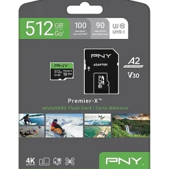 PNY Premier-X Class 10 U3 V30 100 Mbps microSDXC Flash Memory Card, 512GB