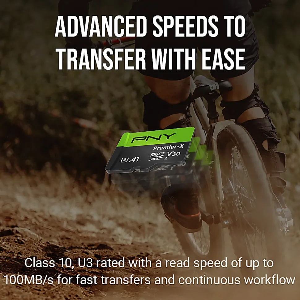 PNY Premier-X Class 10 U3 V30 microSD™ Flash Memory Card, 256GB