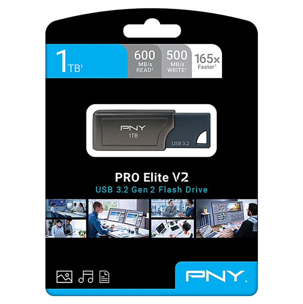 PNY PRO Elite V2 USB 3.2 Gen 2 Flash Drive, 1TB, Black