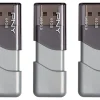 PNY Turbo Attaché 3 USB 3.0 Flash Drive, 64 GB, Silver, Pack Of 3