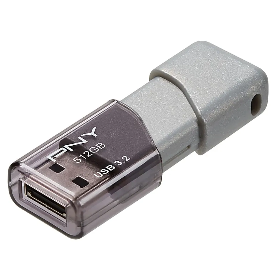 PNY® Turbo Attaché 3 USB 3.2 Flash Drive, 512GB, Silver