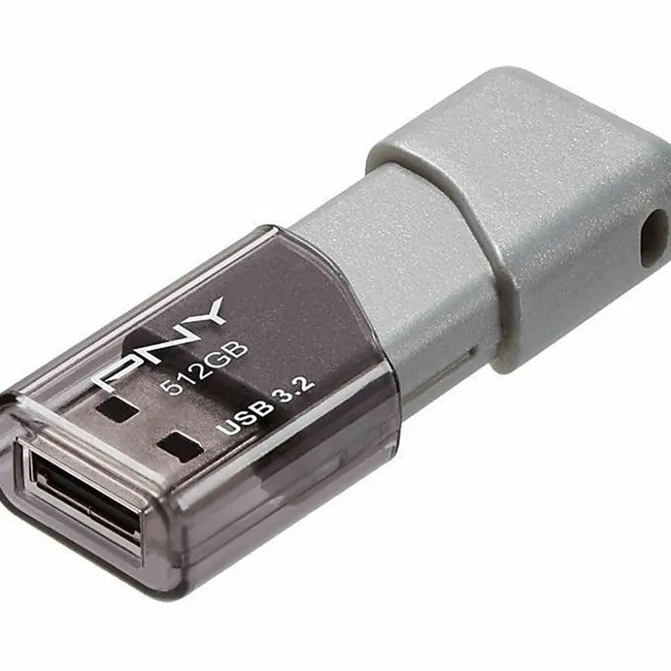 PNY® Turbo Attaché 3 USB 3.2 Flash Drive, 512GB, Silver