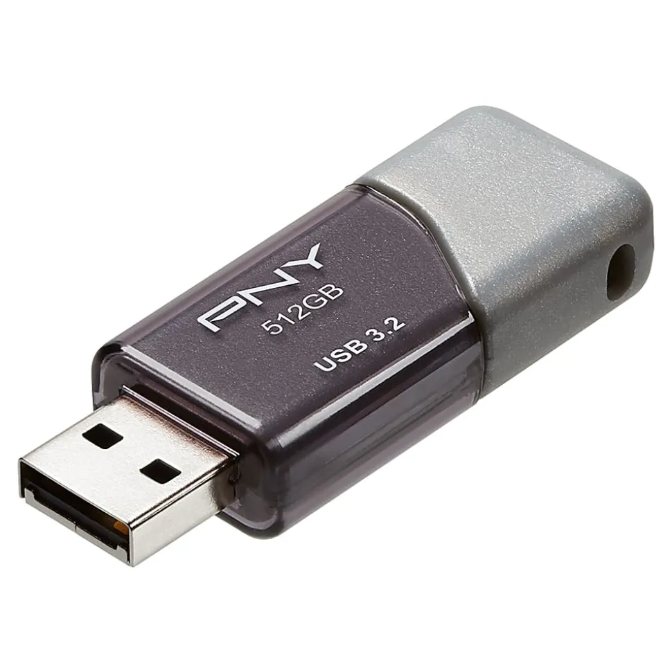 PNY® Turbo Attaché 3 USB 3.2 Flash Drive, 512GB, Silver