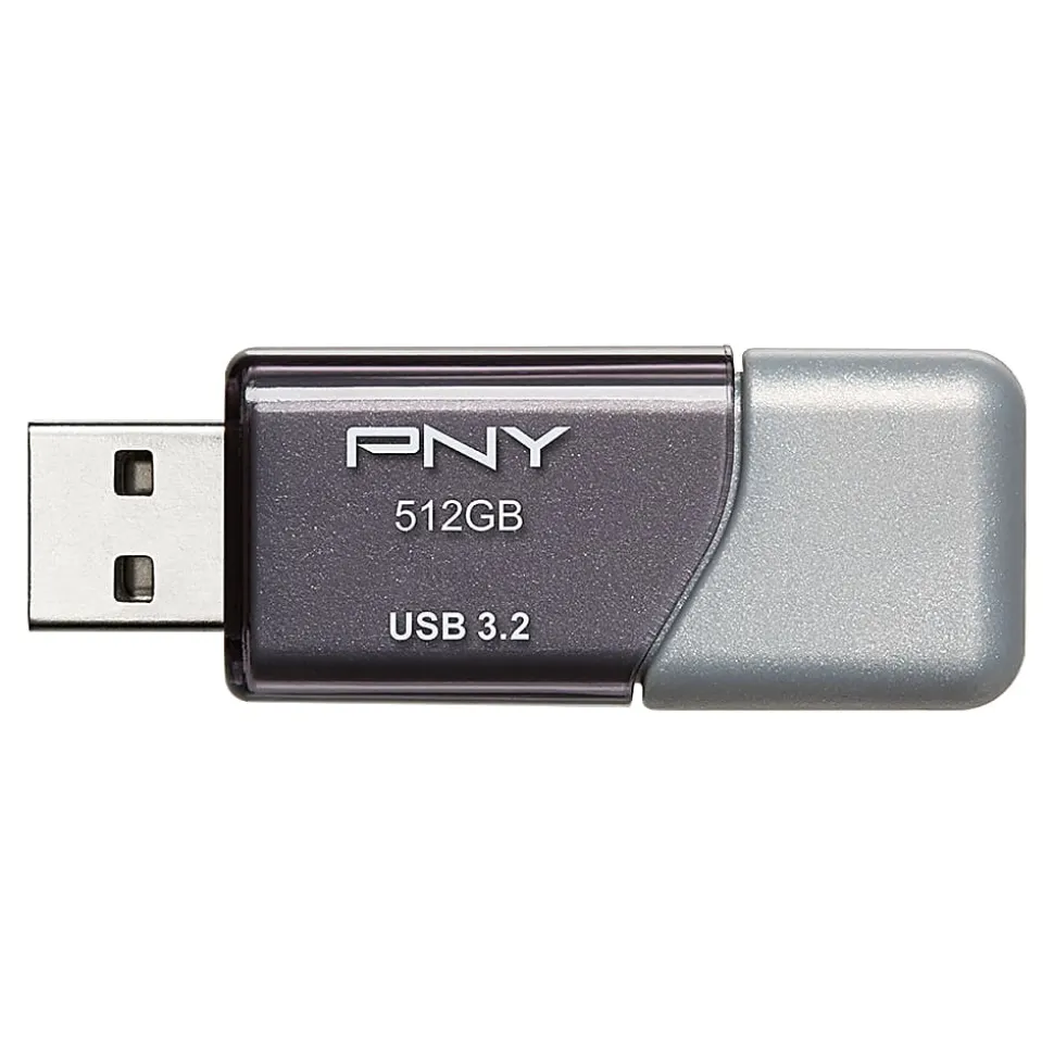 PNY® Turbo Attaché 3 USB 3.2 Flash Drive, 512GB, Silver