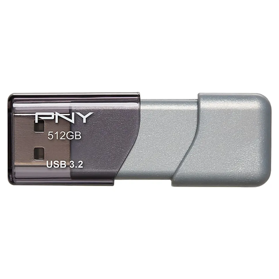 PNY® Turbo Attaché 3 USB 3.2 Flash Drive, 512GB, Silver
