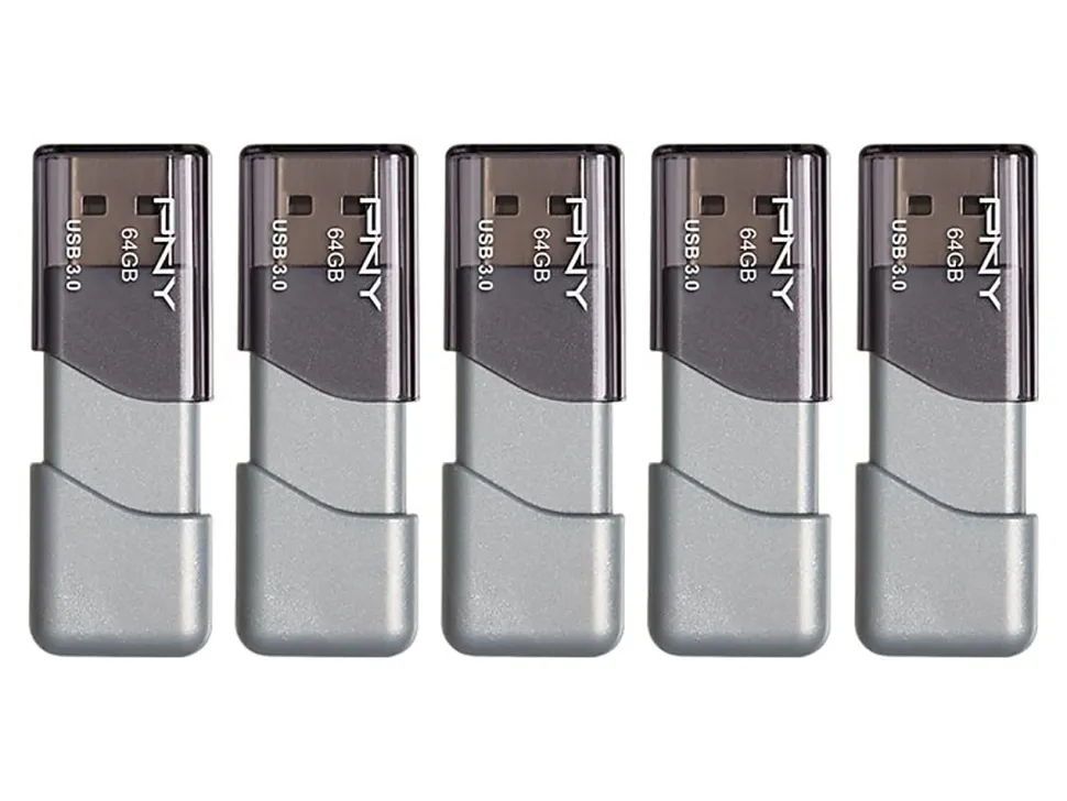 PNY® Turbo Attaché 3 USB 3.0 Flash Drives, 64GB, Pack Of 5 Drives