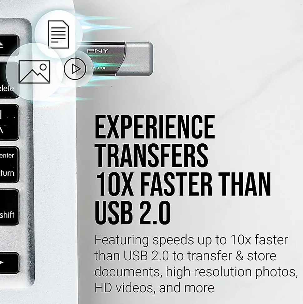 PNY® Turbo Attaché 3 USB 3.0 Flash Drives, 64GB, Pack Of 5 Drives