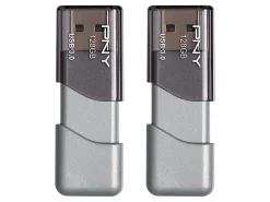 PNY Turbo Attaché 3 USB 3.0 Flash Drives, 128GB, Silver, Pack Of 2 Drives