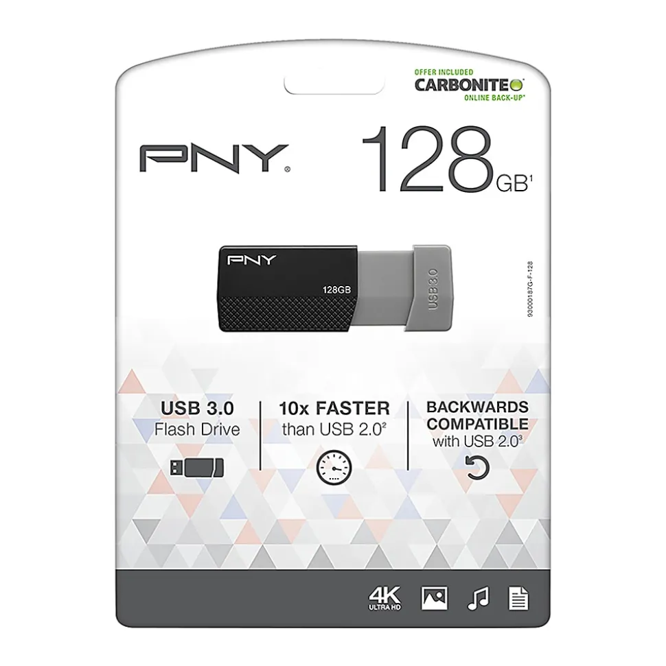 PNY USB 3.0 Flash Drive, 128GB, Assorted Colors