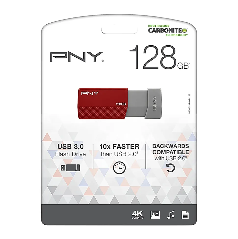 PNY USB 3.0 Flash Drive, 128GB, Assorted Colors