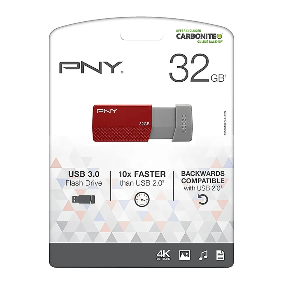 PNY USB 3.0 Flash Drive, 32GB, Assorted Colors