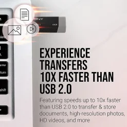 PNY USB 3.2 Flash Drive, 64GB, Black