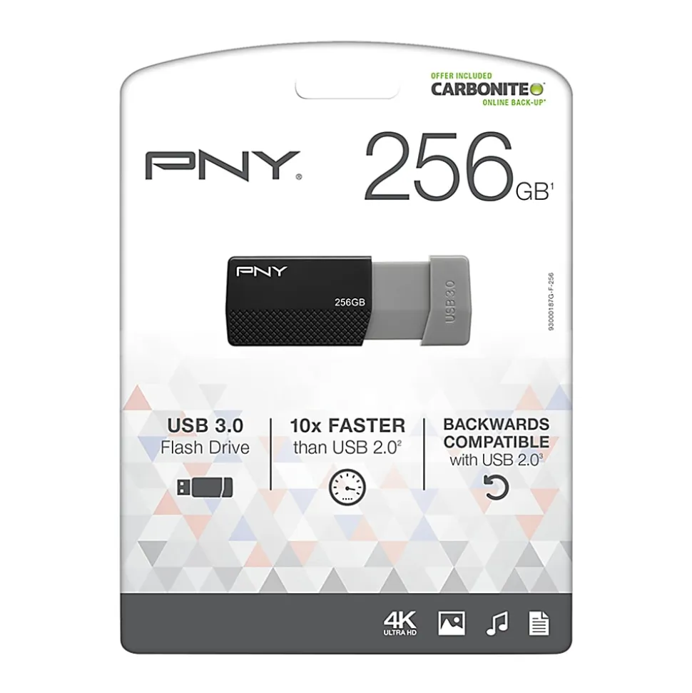 PNY USB 3.0 Flash Drive, 256GB, Black