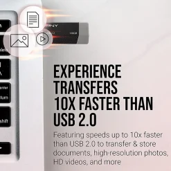 PNY USB 3.2 Flash Drive, 128GB, Black