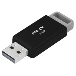 PNY USB 2.0 Flash Drive, 64GB, Black, Total Qty 1