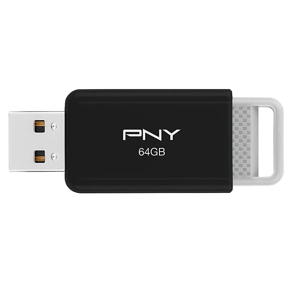 PNY USB 2.0 Flash Drive, 64GB, Black, Total Qty 1