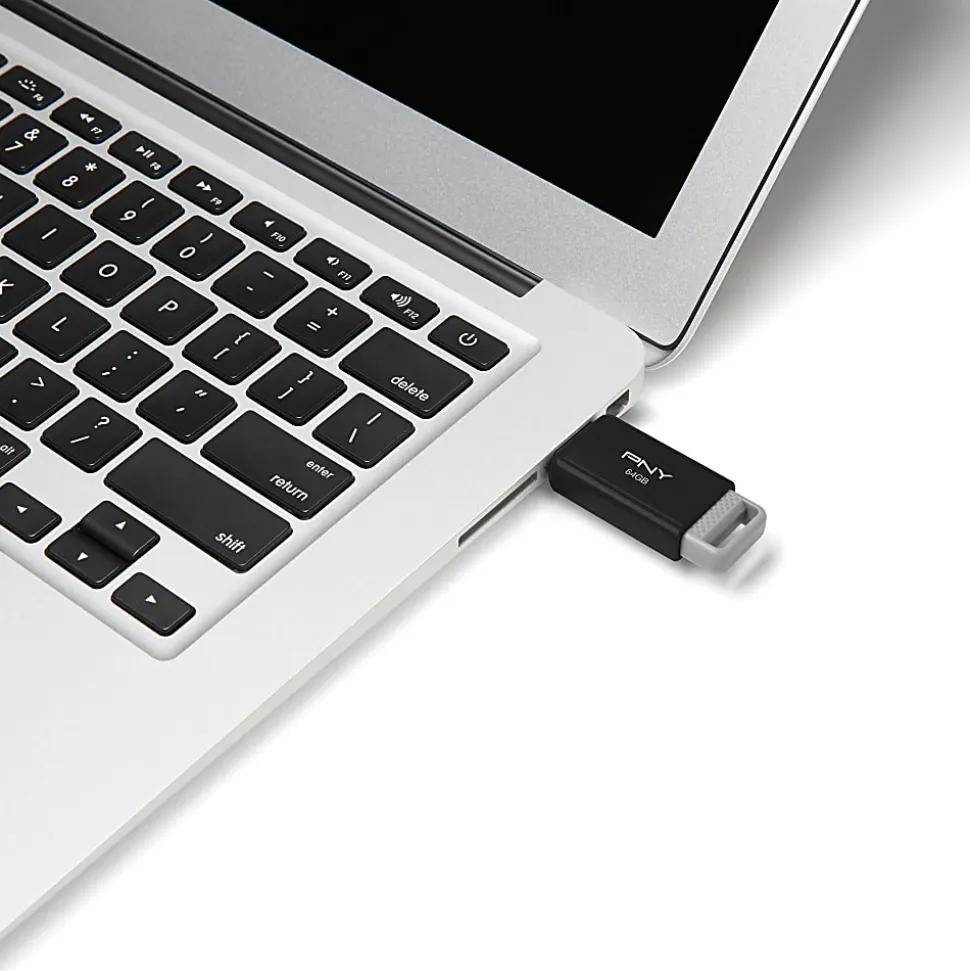 PNY USB 2.0 Flash Drive, 64GB, Black, Total Qty 1