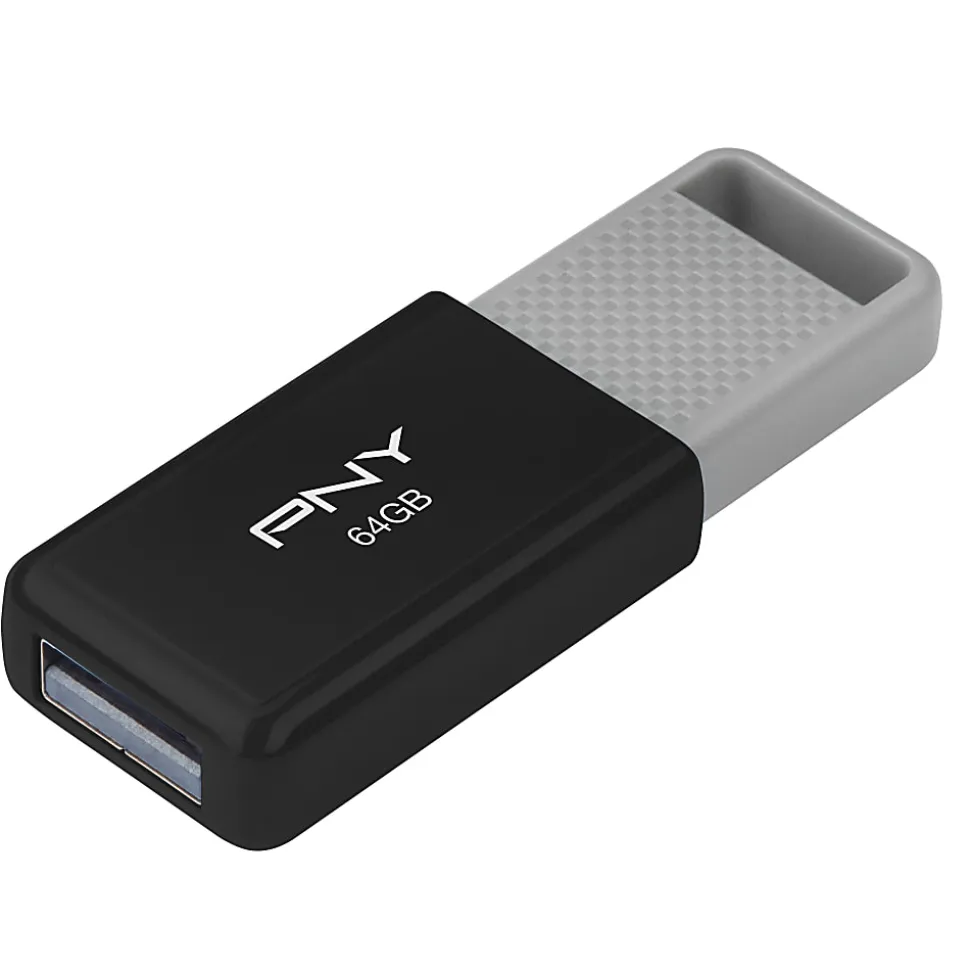 PNY USB 2.0 Flash Drive, 64GB, Black, Total Qty 1
