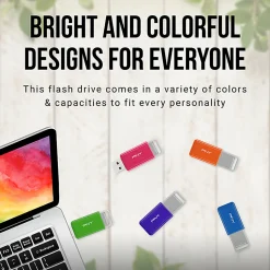 PNY USB 2.0 Flash Drives, 32GB, Assorted Colors, Pack Of 3 Drives