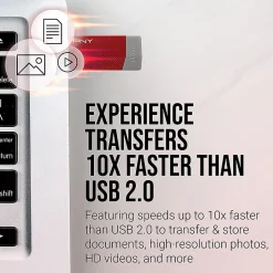 PNY USB 3.0 Flash Drives, 128GB, Assorted Colors, Pack Of 2 Drives