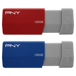 PNY USB 3.0 Flash Drives, 128GB, Assorted Colors, Pack Of 2 Drives