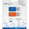 PNY USB 2.0 Flash Drives, 32GB, Assorted, Pack Of 2