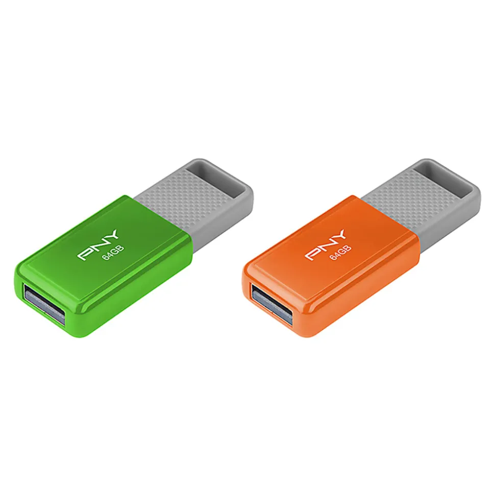 PNY USB 2.0 Flash Drives, 64GB, Pack Of 2 Flash Drives
