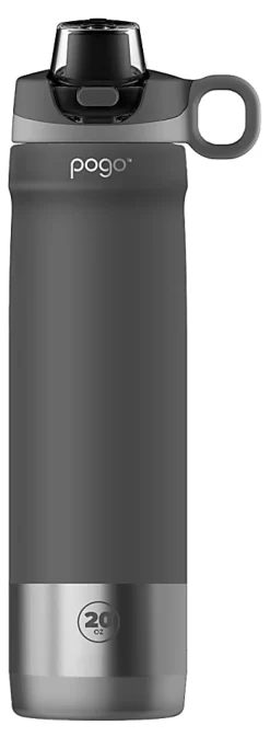 Pogo Insulated Stainless Steel Water Bottle, 20 Oz, Gray
